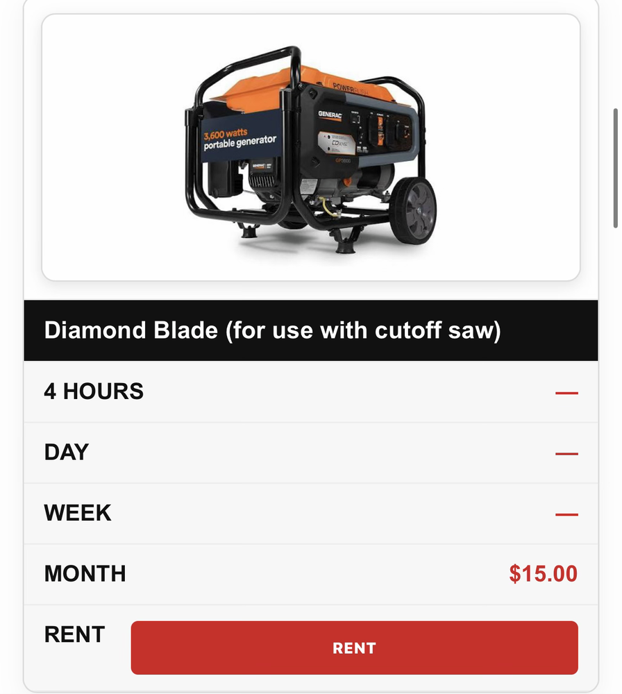 Diamond Blade (for use with cutoff saw)